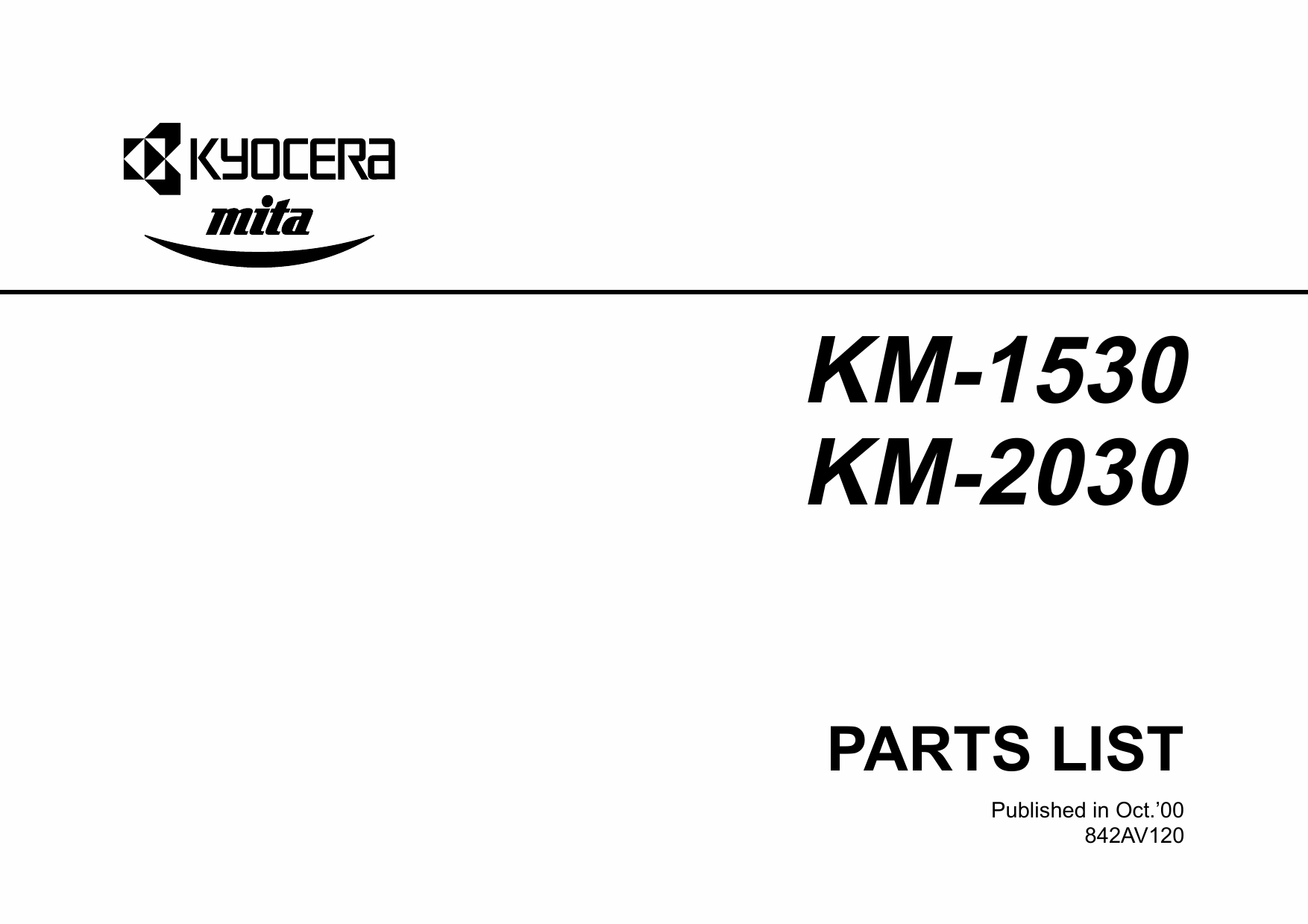 KYOCERA Copier KM-1530 2030 Parts Manual-1